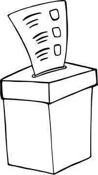 Die Skizze einer Wahlurne